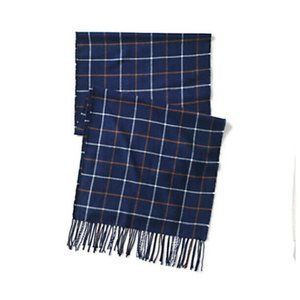 Lands End Winter Scarf Pattern Deap Sea Navy Windowpane Size OS MSRP $29.95